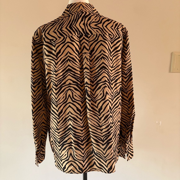 Lafayette 148 New York Scottie Zebra Print Silk Blouse - Picture 5 of 11